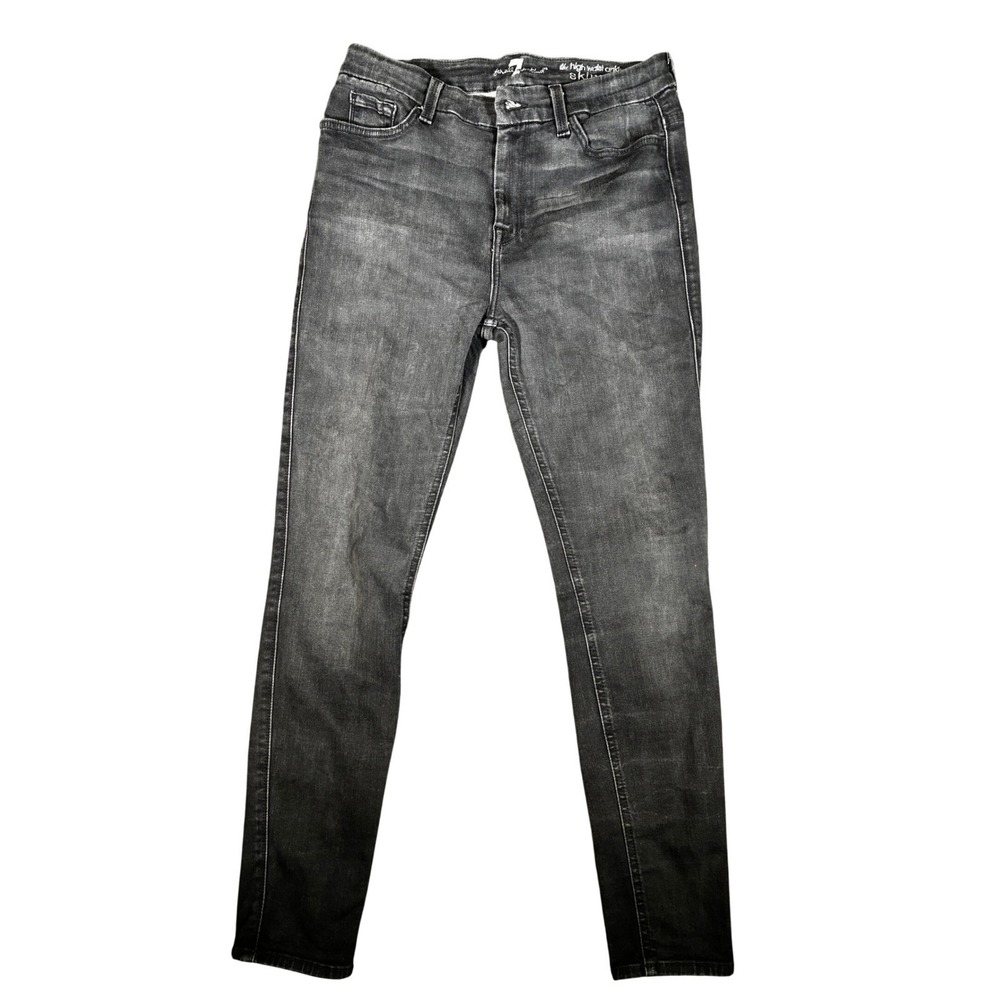 7 For All Mankind Jeans Womens size 10 Black High Rise Ankle Faded Stretch Edgy